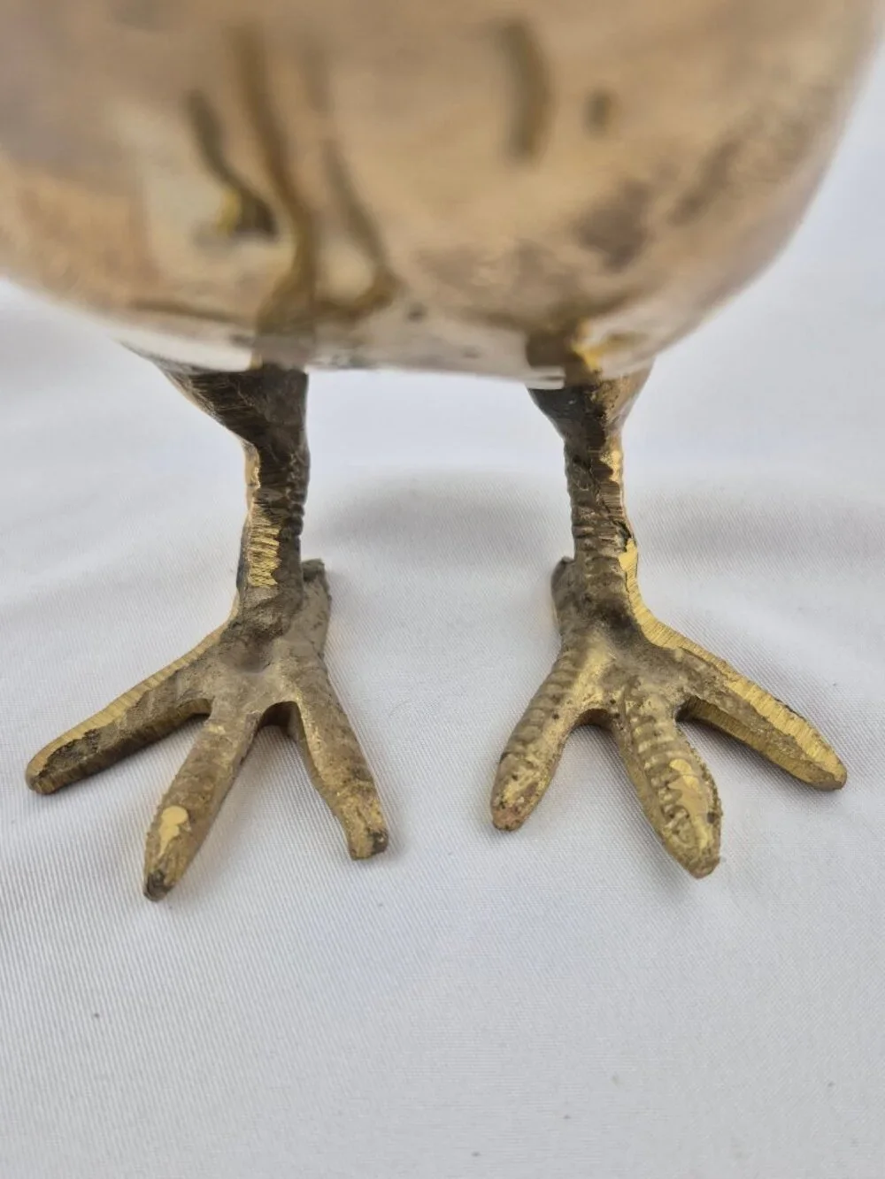Vintage Brass Chicken Hen Figurine Large MCM Patina Farmhouse Country